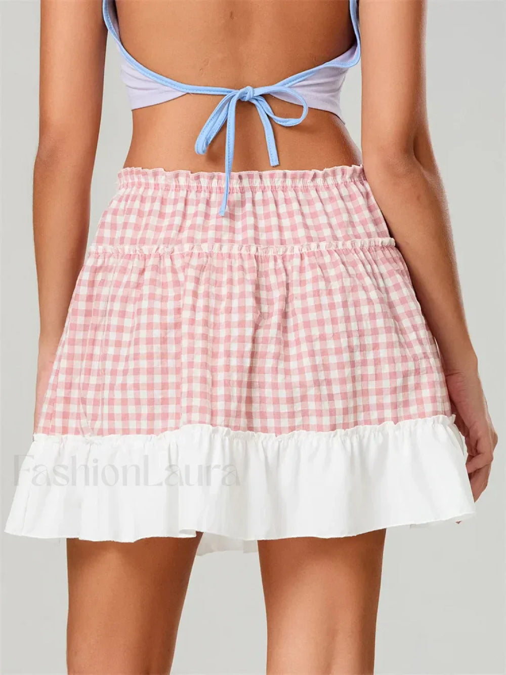 Plaid Ruffled Beach Mini Skirt