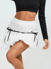 Pleated Bow Bubble Mini Skirt