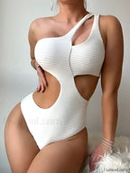 Pleated Cut Out Asymmetric One Piece