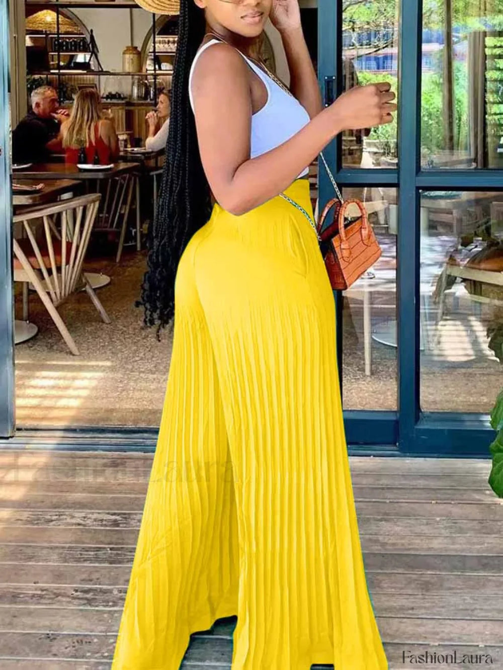 Pleated High Waist Wide Leg Pants Pants