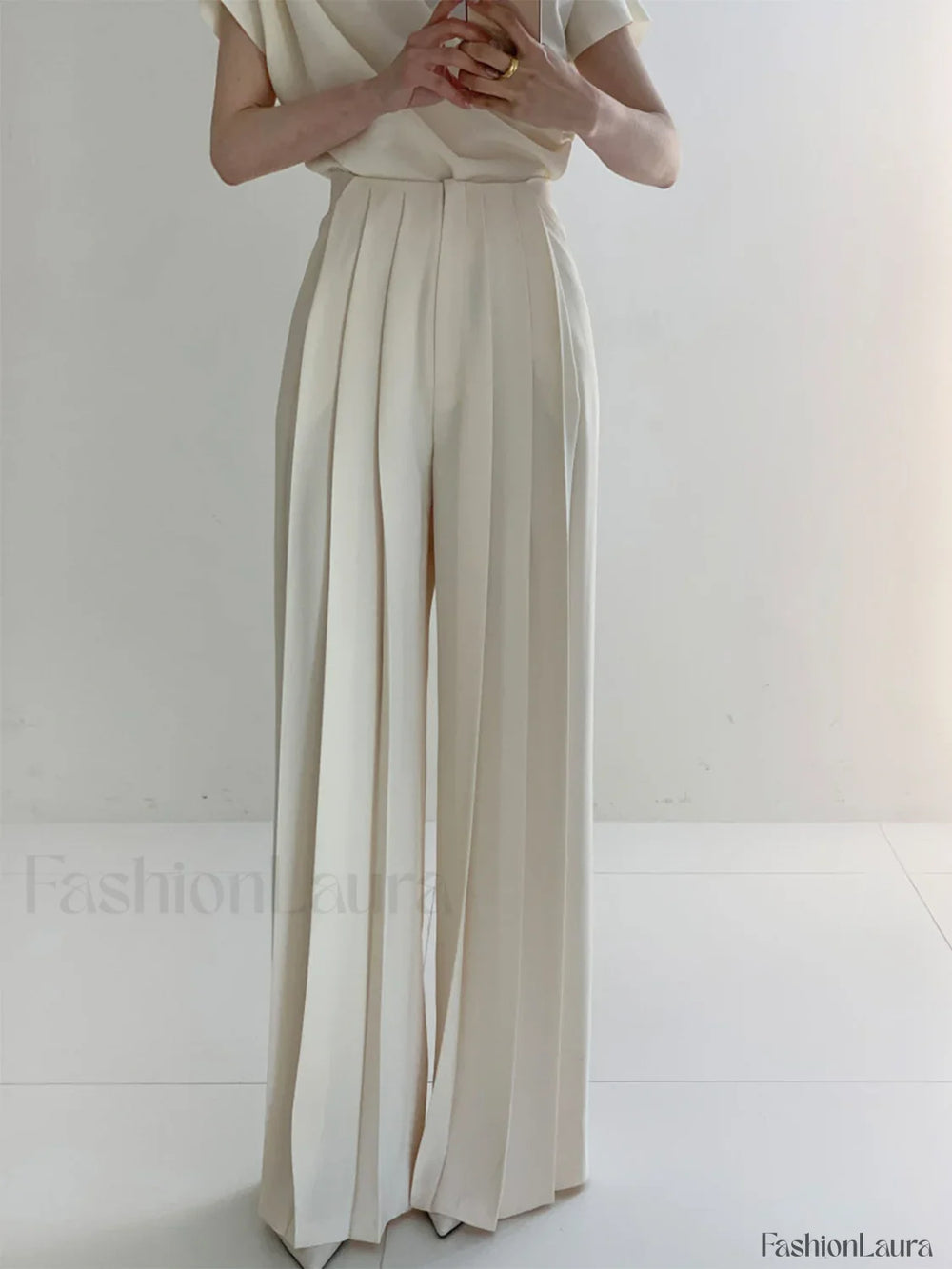 Pleated High Waist Wide Leg Pants Pants