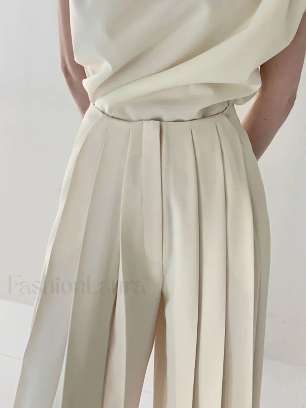 Pleated High Waist Wide Leg Pants Pants