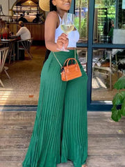 Pleated High Waist Wide Leg Pants Pants
