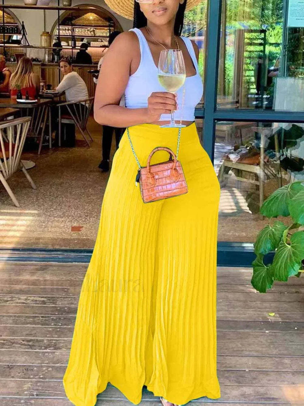 Pleated High Waist Wide Leg Pants Pants