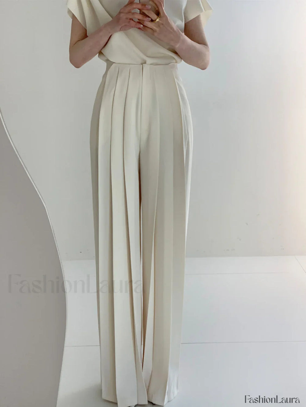 Pleated High Waist Wide Leg Pants Pants