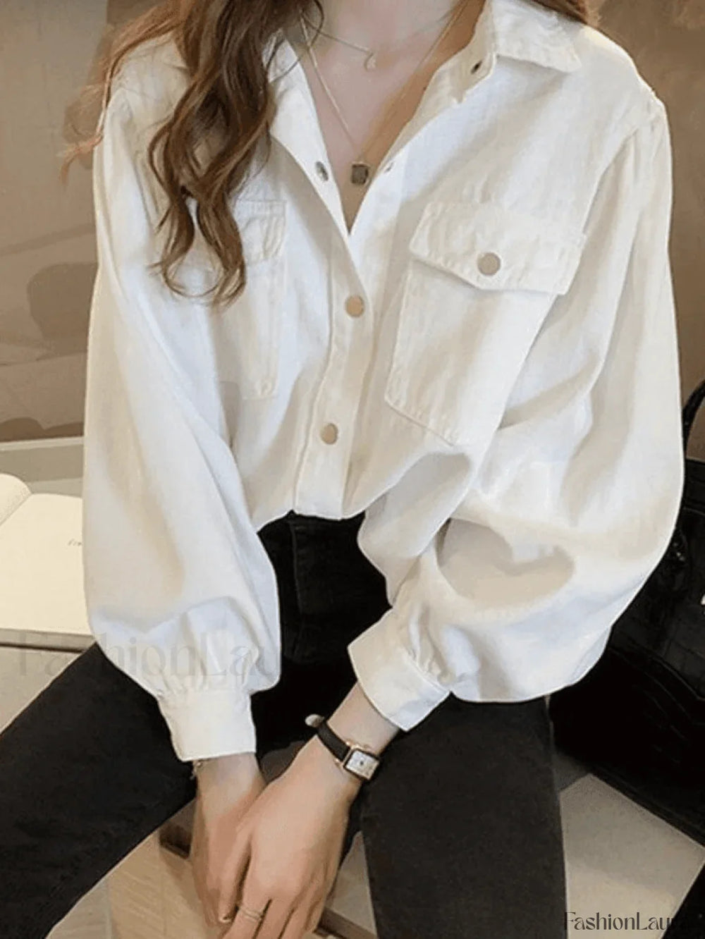 Pleated Long Sleeve Blouse Shirts