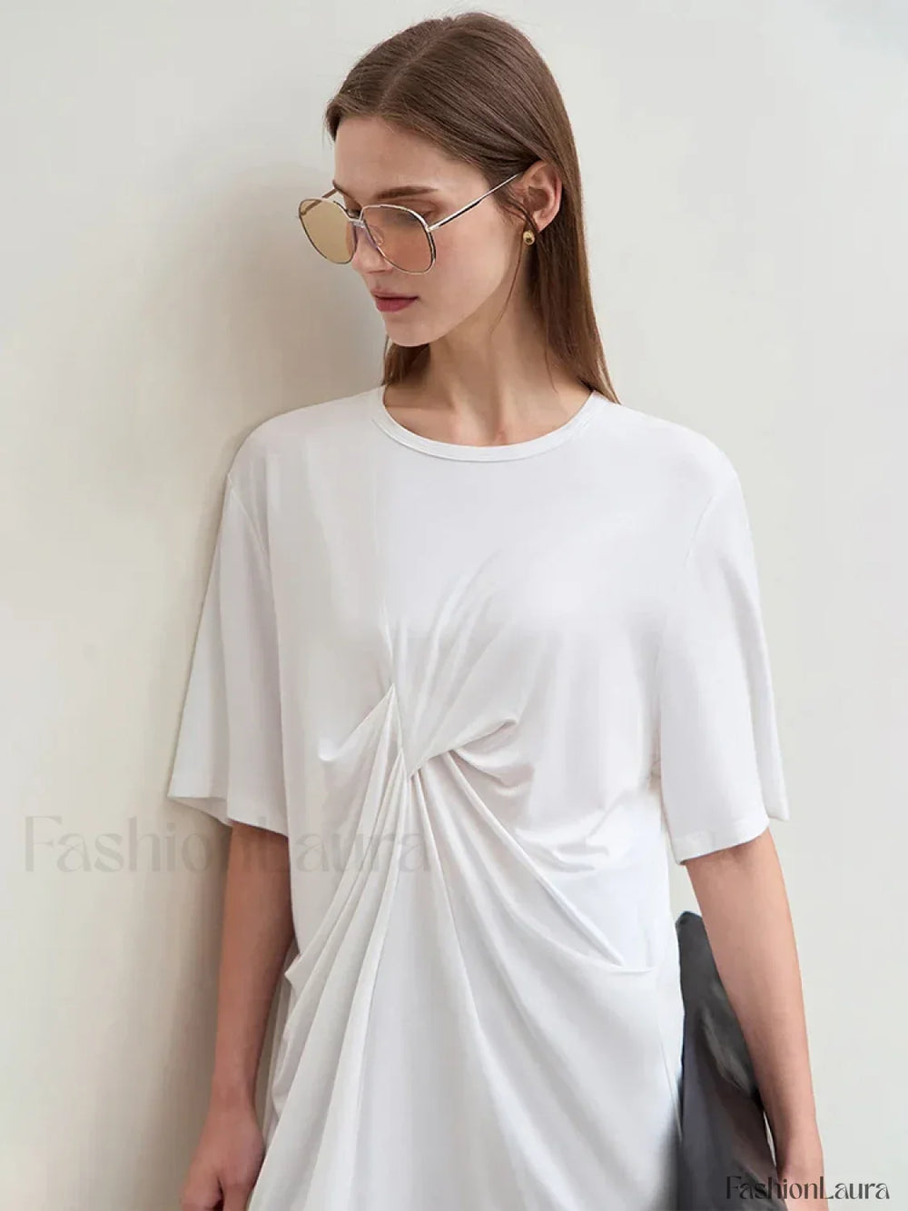 Pleated Mid Length T Shirt