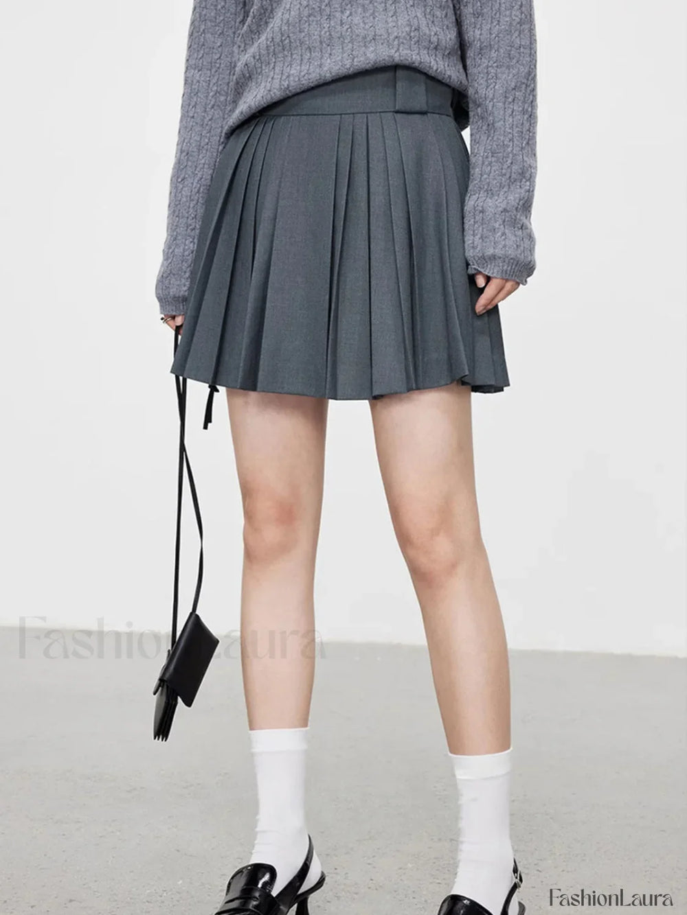 Pleated Solid Graceful Mini Skirt Skirts