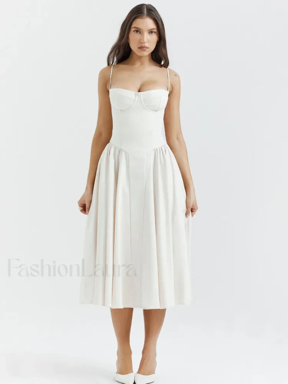 Pleated Spaghetti Strap Midi Dress