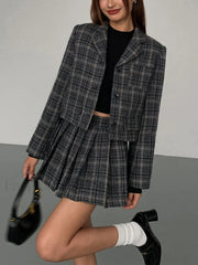 Pleated Tweed Graceful Mini Skirt Skirts