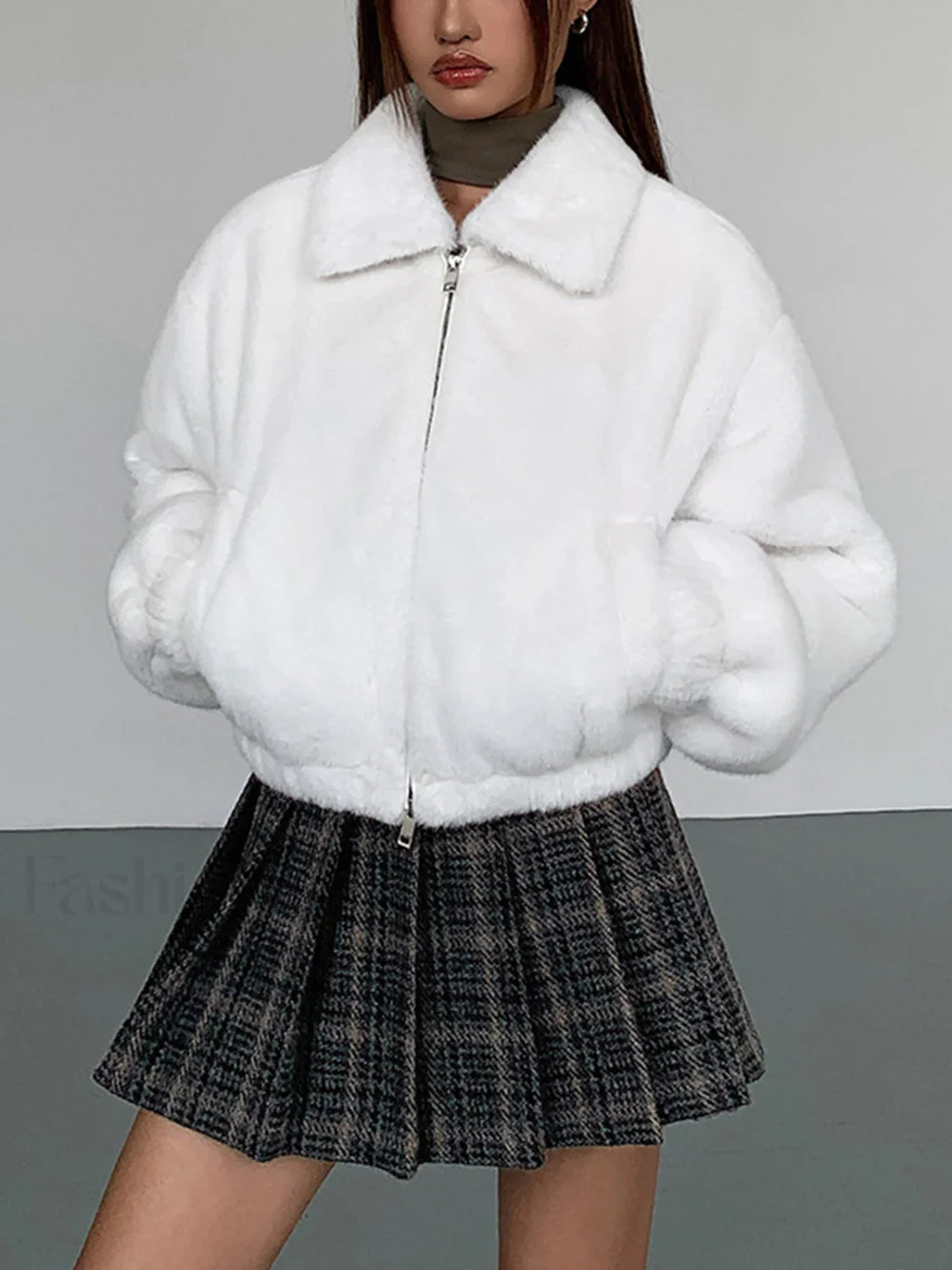 Pleated Tweed Graceful Mini Skirt Skirts