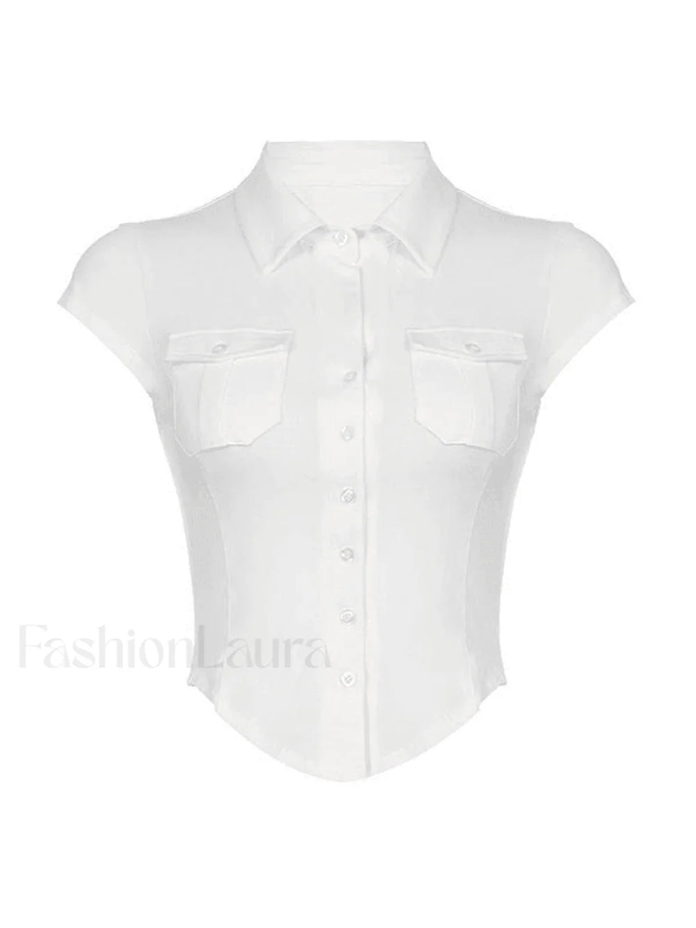 Pocket Cropped Blouse Shirts