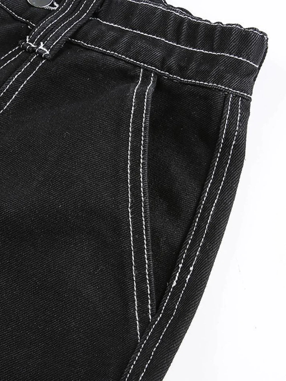 Pocket Stitched High Waist Cargo Jeans Jeans