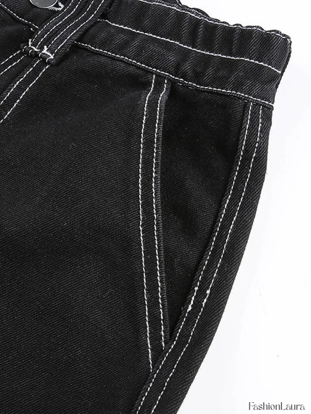 Pocket Stitched High Waist Cargo Jeans Jeans