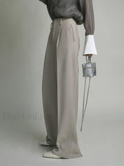 Pocket Straight Graceful Leg Split Pants Light Grey / XS Pants