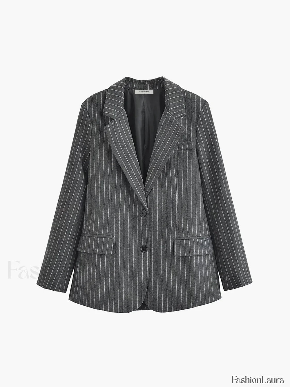 Pocket Stripe Graceful Collar Blazer Blazers