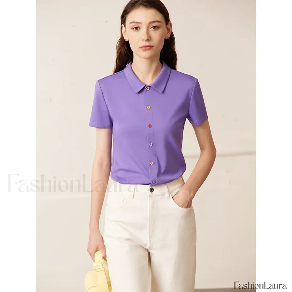 Polo Knit Slim Fit T Shirt Purple / S