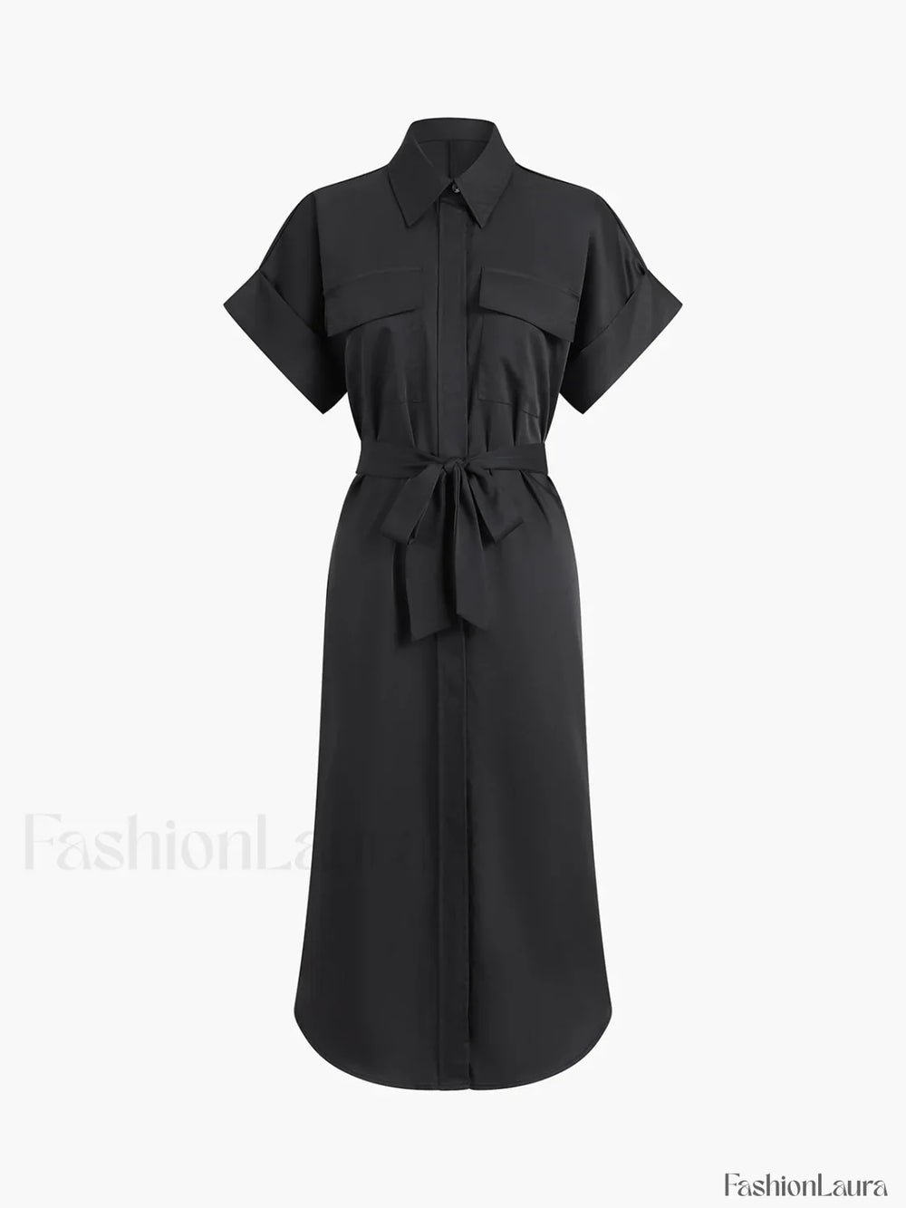 Polo Pockets Graceful Tied Midi Dress Dresses