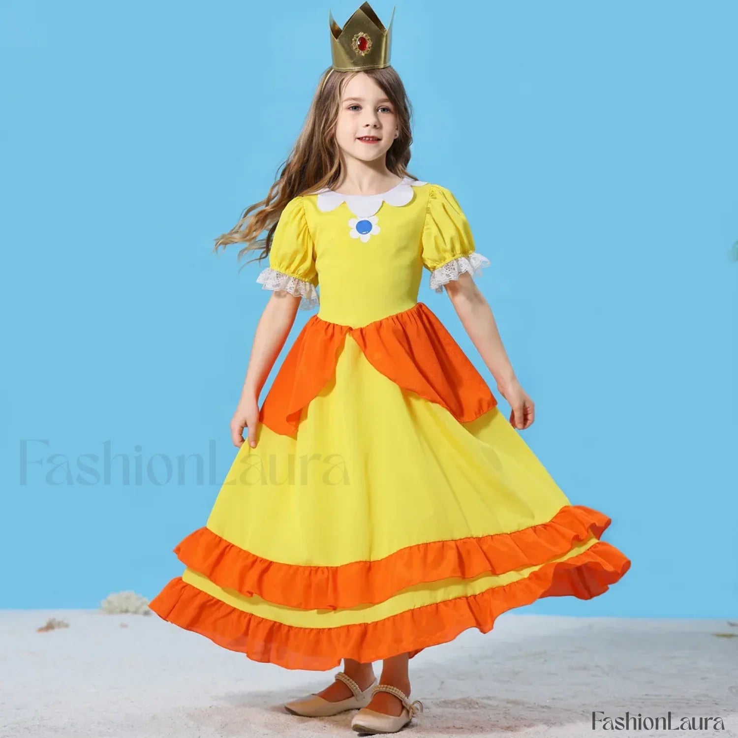 Princess Cosplay Peach Dress Accessories Role Play Carnival Birthday Kid Costume