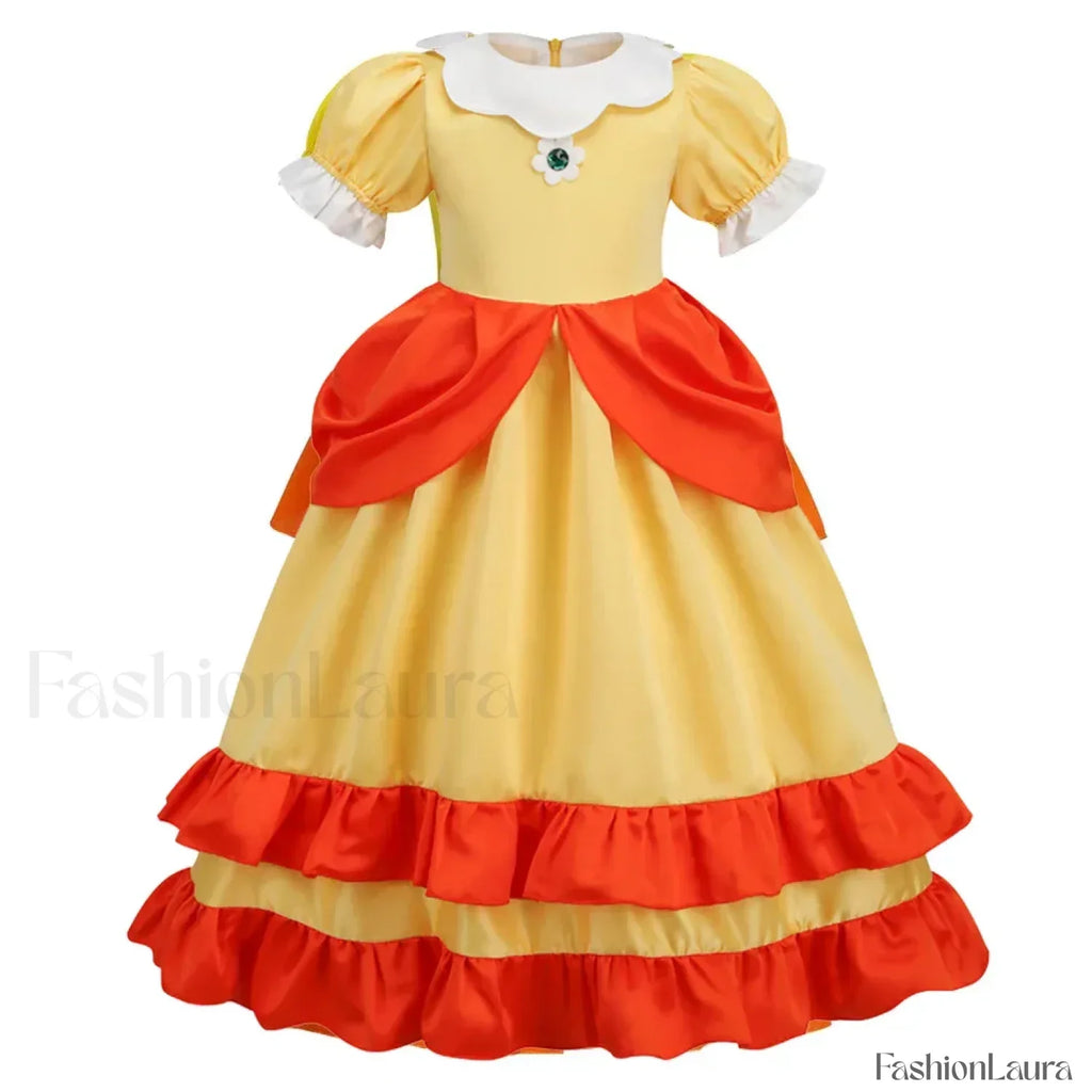 Princess Cosplay Peach Dress Accessories Role Play Carnival Birthday Kid Costume 2T (Tag 100) / Dress A