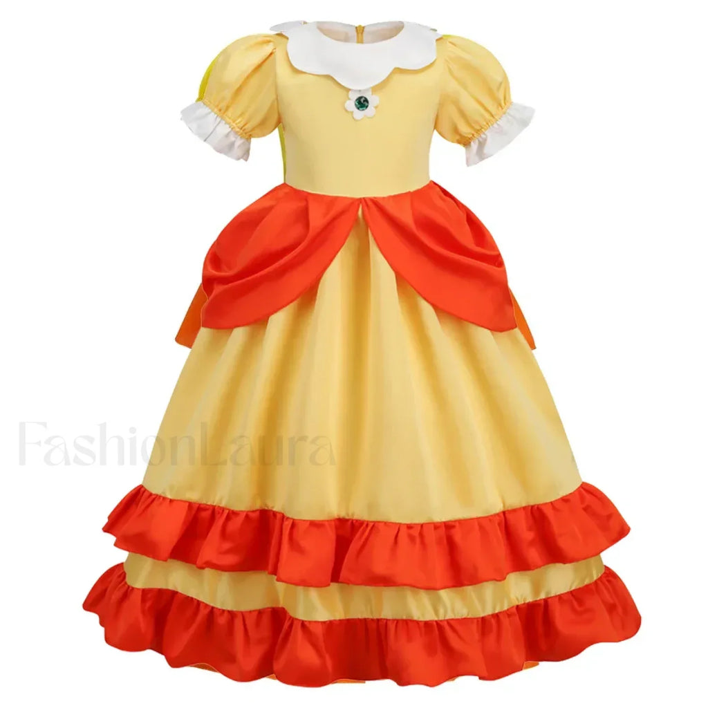 Princess Cosplay Peach Dress Accessories Role Play Carnival Birthday Kid Costume 2T (Tag 100) / Dress A
