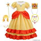 Princess Cosplay Peach Dress Accessories Role Play Carnival Birthday Kid Costume 2T (Tag 100) / Dress C