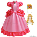 Princess Cosplay Peach Dress Accessories Role Play Carnival Birthday Kid Costume 2T (Tag 100) / Peach Dress F