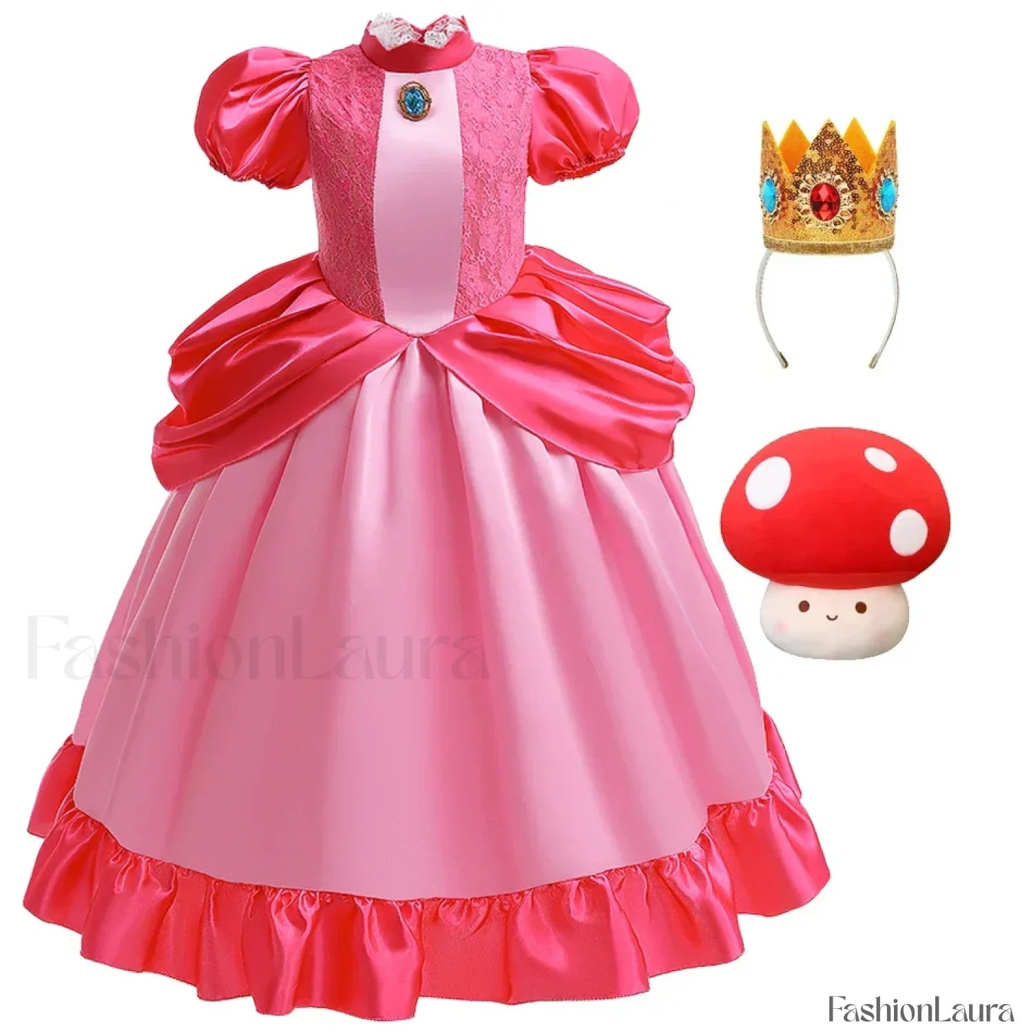 Princess Cosplay Peach Dress Accessories Role Play Carnival Birthday Kid Costume 2T (Tag 100) / Peach Dress G
