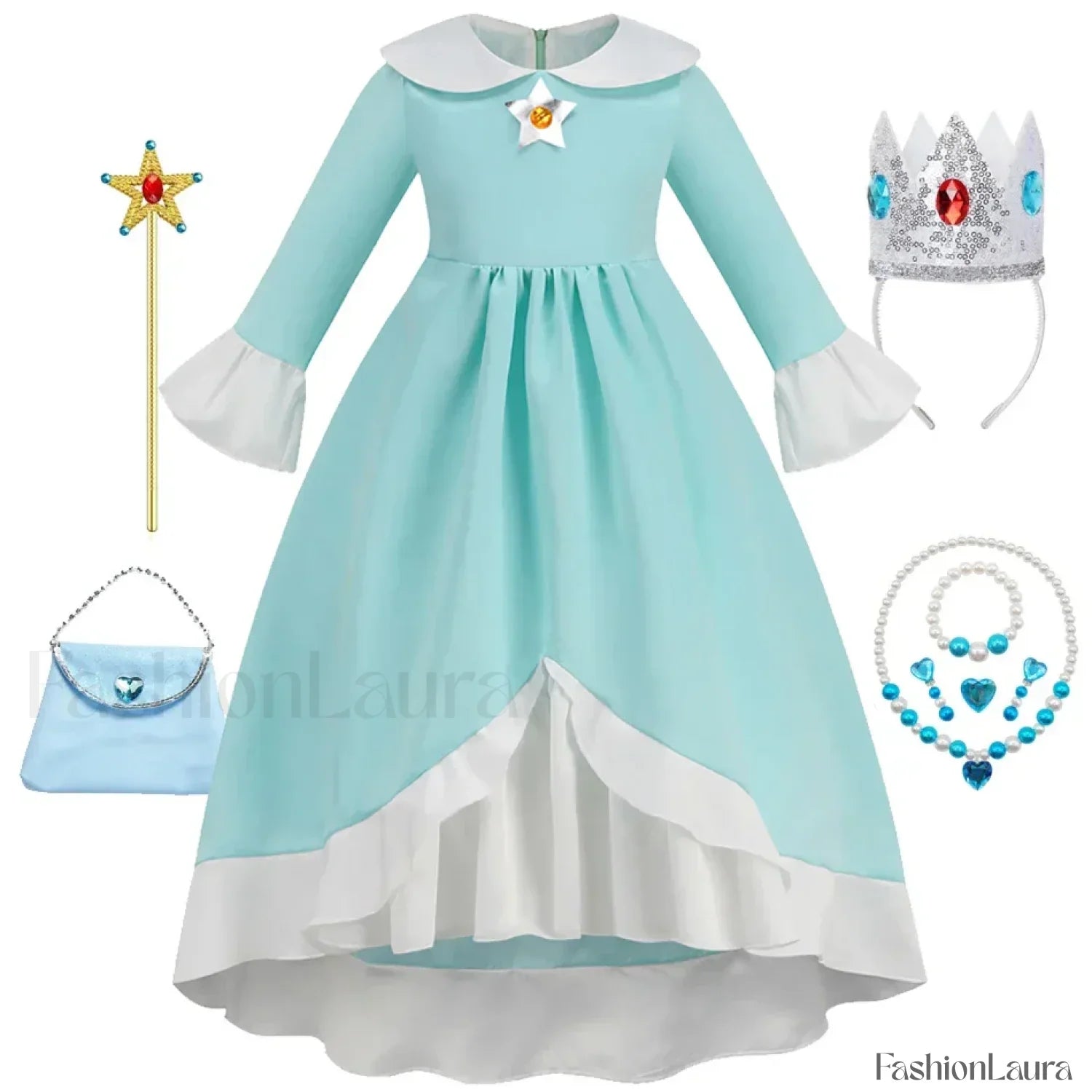 Princess Cosplay Peach Dress Accessories Role Play Carnival Birthday Kid Costume 2T (Tag 100) / Rosalina Dress B
