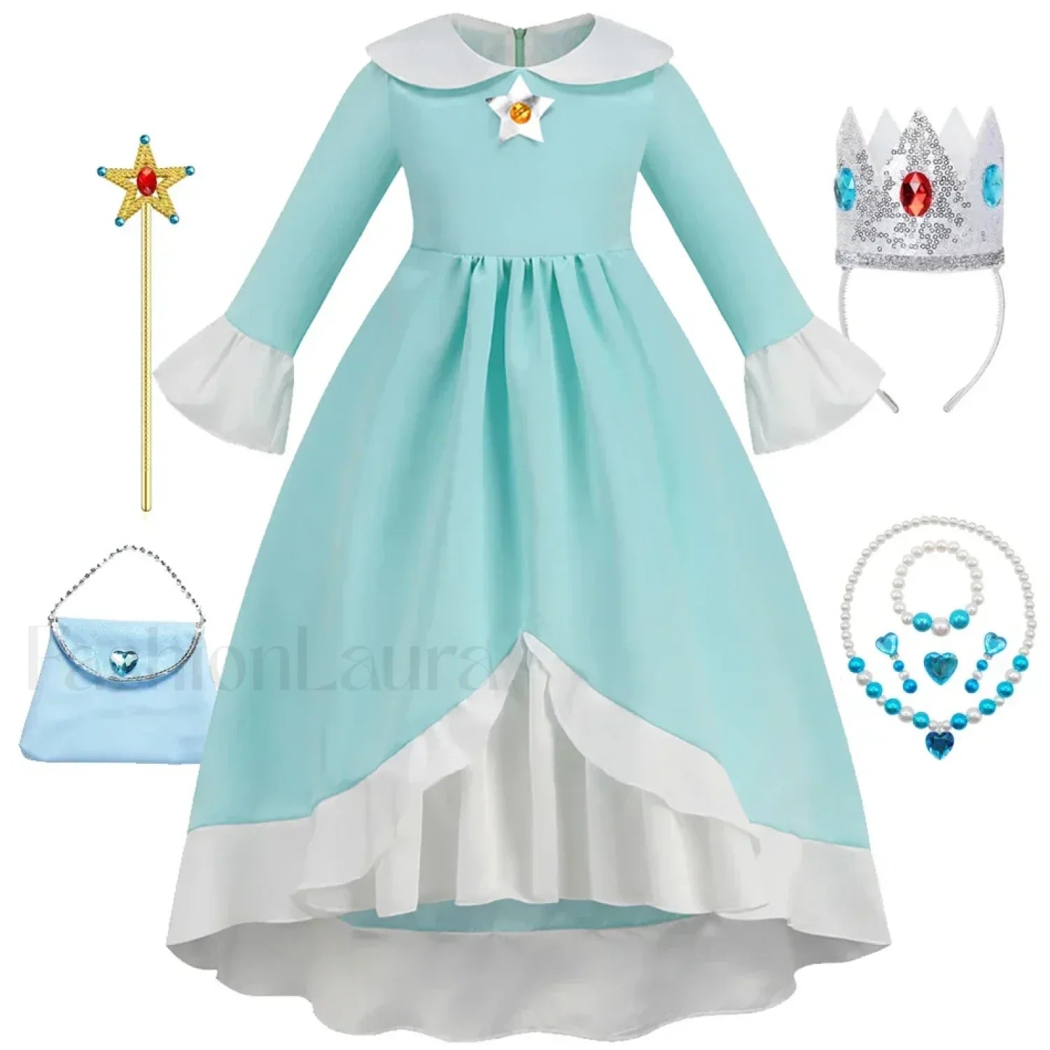 Princess Cosplay Peach Dress Accessories Role Play Carnival Birthday Kid Costume 2T (Tag 100) / Rosalina Dress B