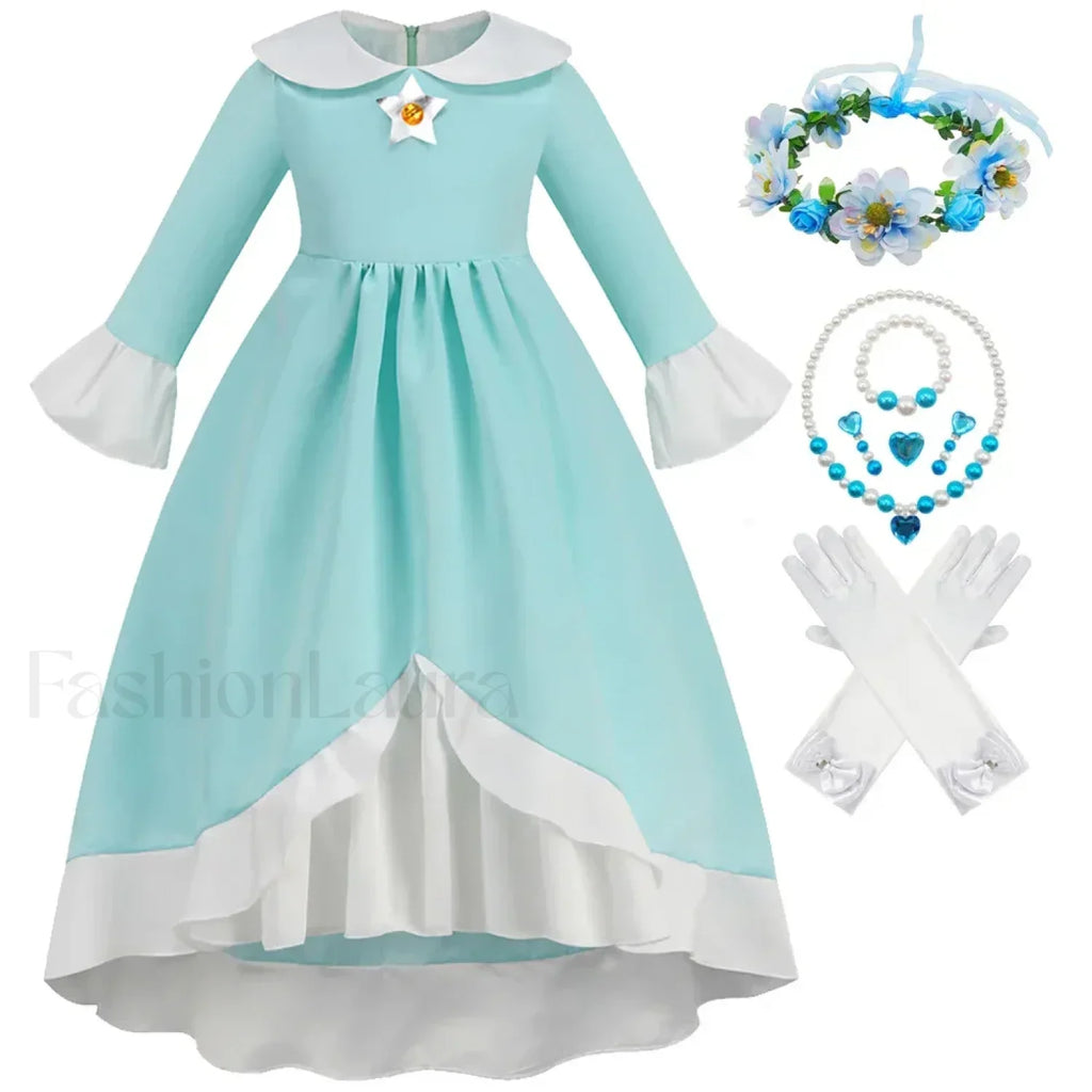 Princess Cosplay Peach Dress Accessories Role Play Carnival Birthday Kid Costume 2T (Tag 100) / Rosalina Dress E