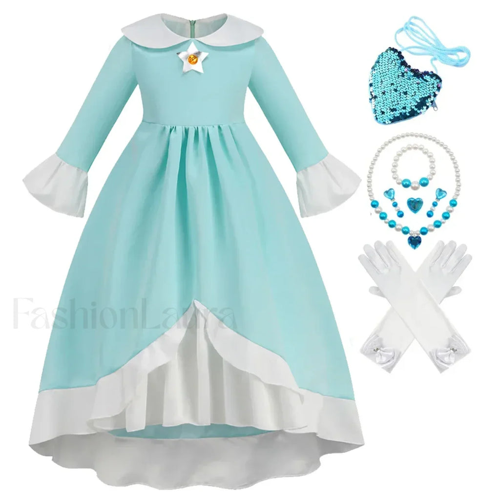 Princess Cosplay Peach Dress Accessories Role Play Carnival Birthday Kid Costume 2T (Tag 100) / Rosalina Dress F