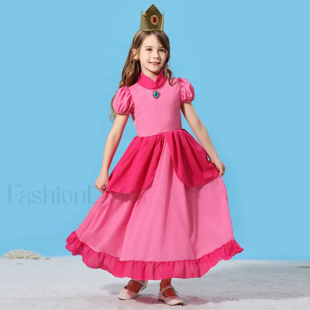 Princess Cosplay Peach Dress Accessories Role Play Carnival Birthday Kid Costume