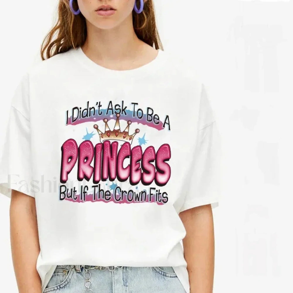 Princess Letter Print Harajuku Aesthetic T Shirt WHITE / M