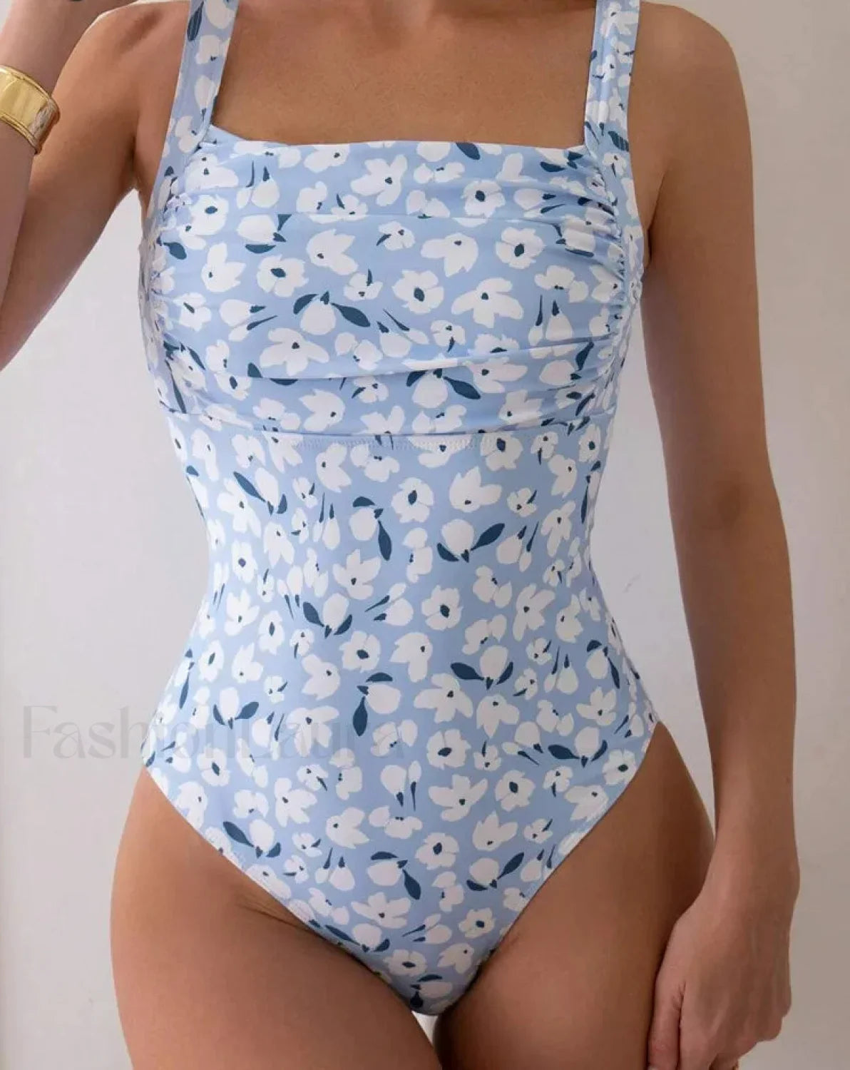 Print Strapped Backless Push Up One Piece white / S