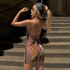 Print Strappy Bodycon Mini Dress