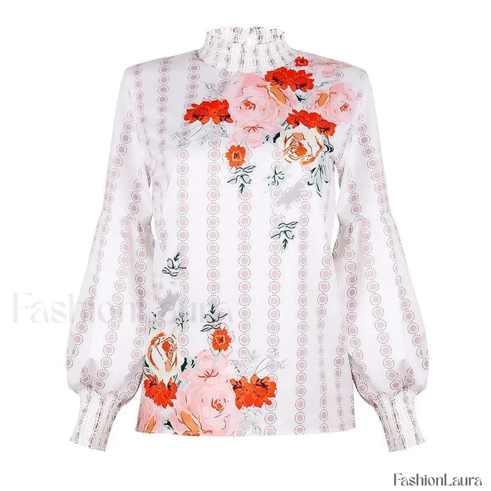 Printed Floral Korean Office Lady Blusas Blouse