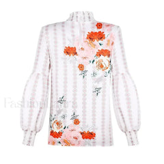 Printed Floral Korean Office Lady Blusas Blouse