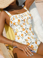 Printed Silvery Square Collar One Piece