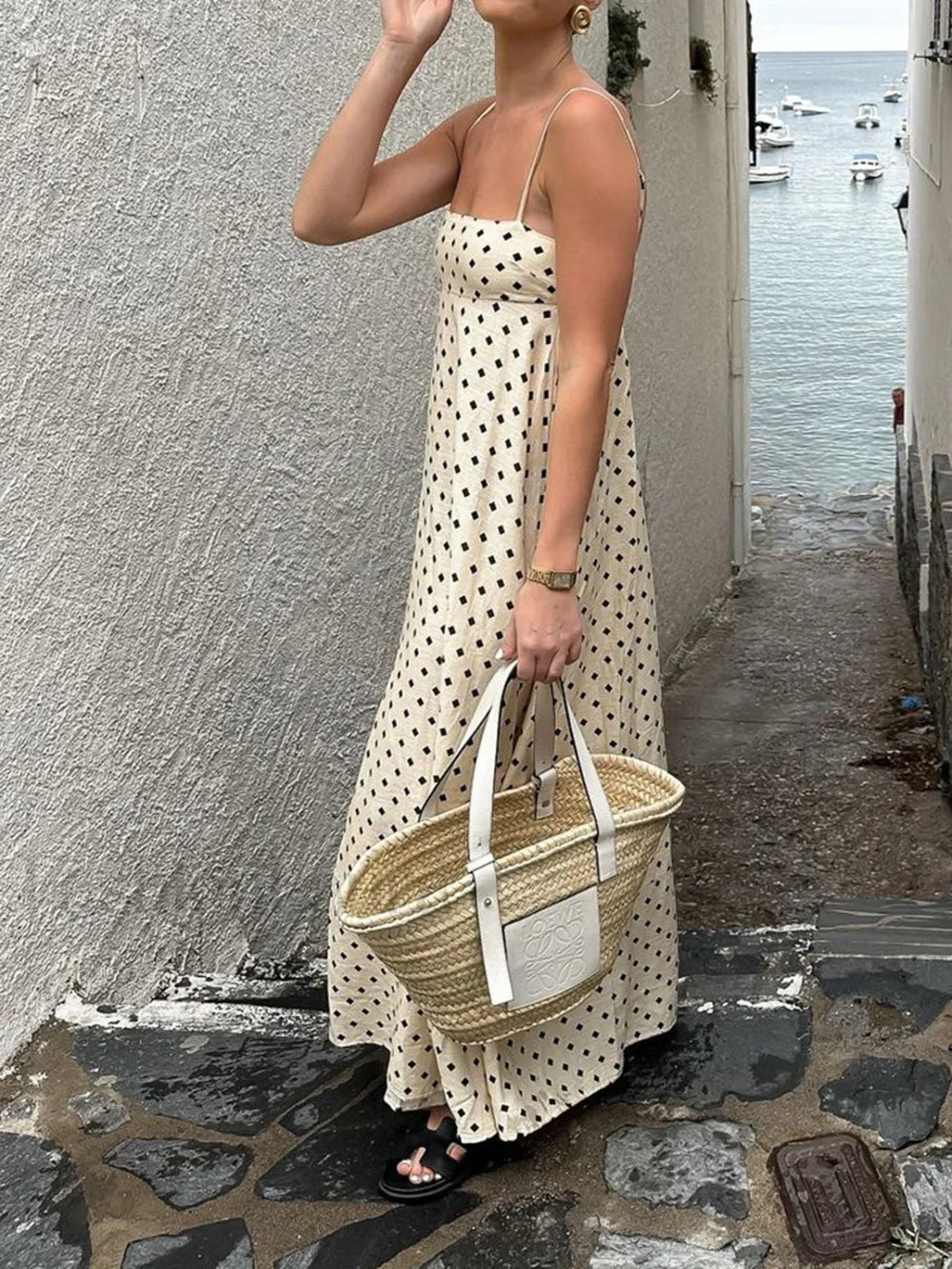 Printed Spaghetti Strap Long Dress Dresses