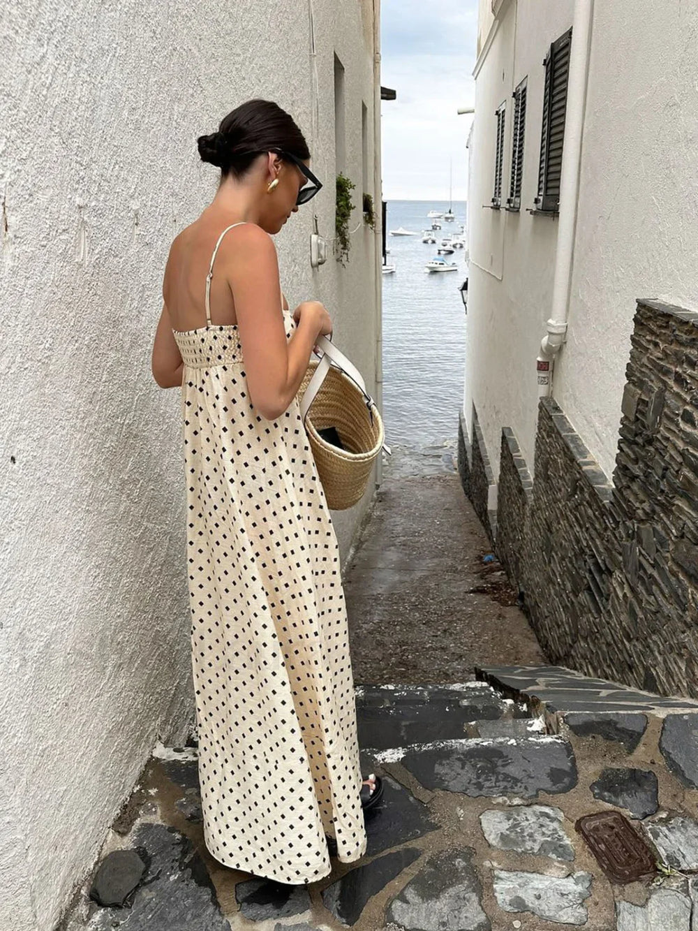 Printed Spaghetti Strap Long Dress Dresses