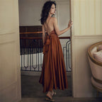 JuliaFashion - Sexy Satin Backless Vintage Dress