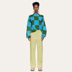 JuliaFashion-Winter Knitted Green Checkered Loose Sweaters