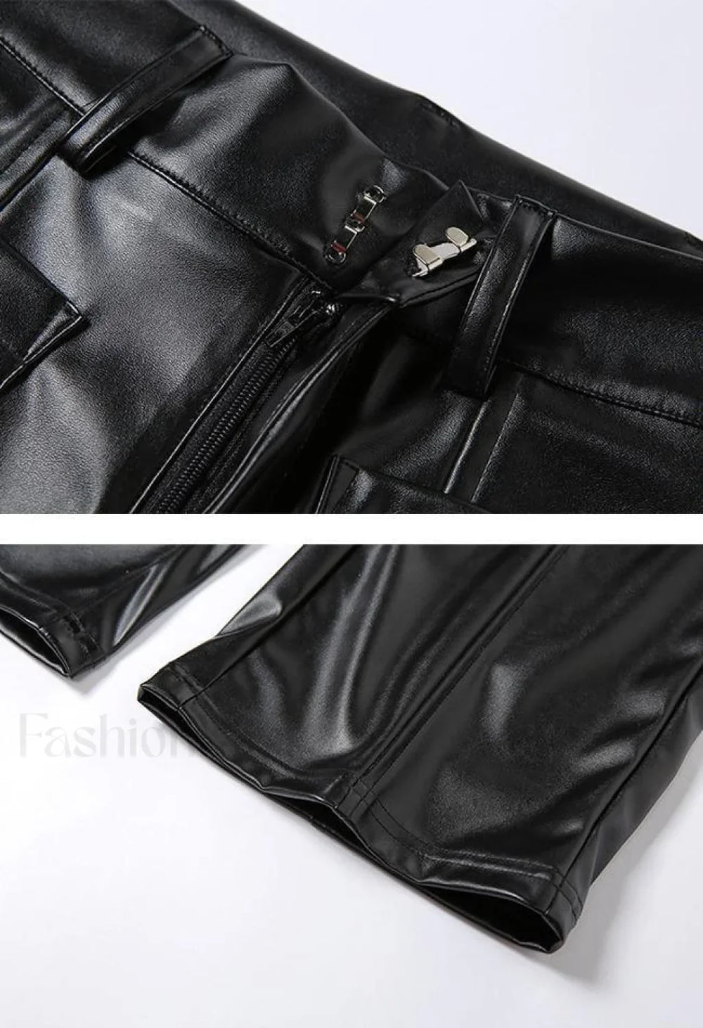 Pu High Waist Straight Pants Pants