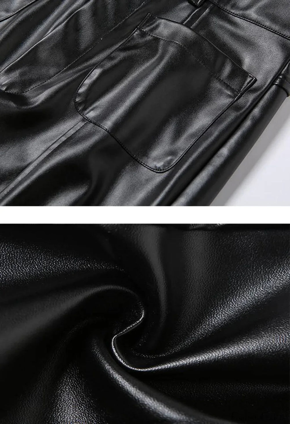 Pu High Waist Straight Pants Pants