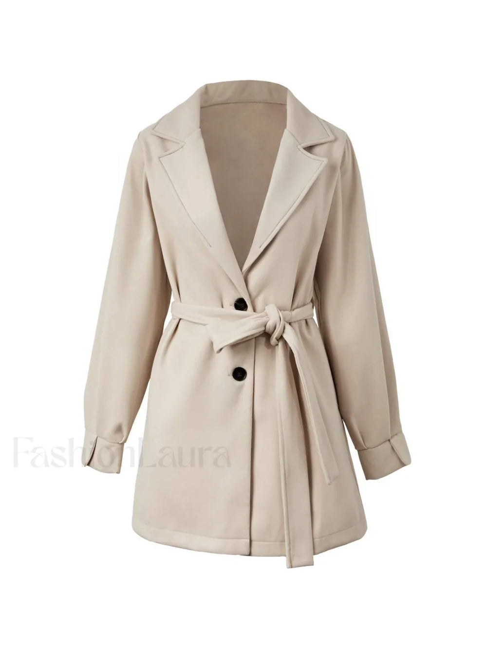 Puff Sleeve Belted Woolen Coat Coat