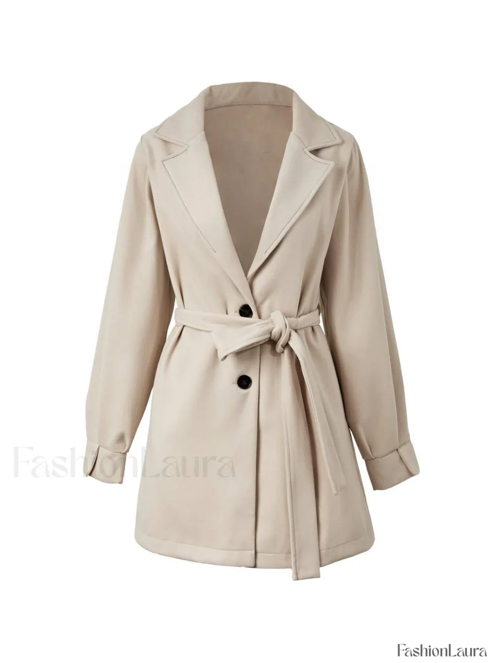 Puff Sleeve Belted Woolen Coat Coat