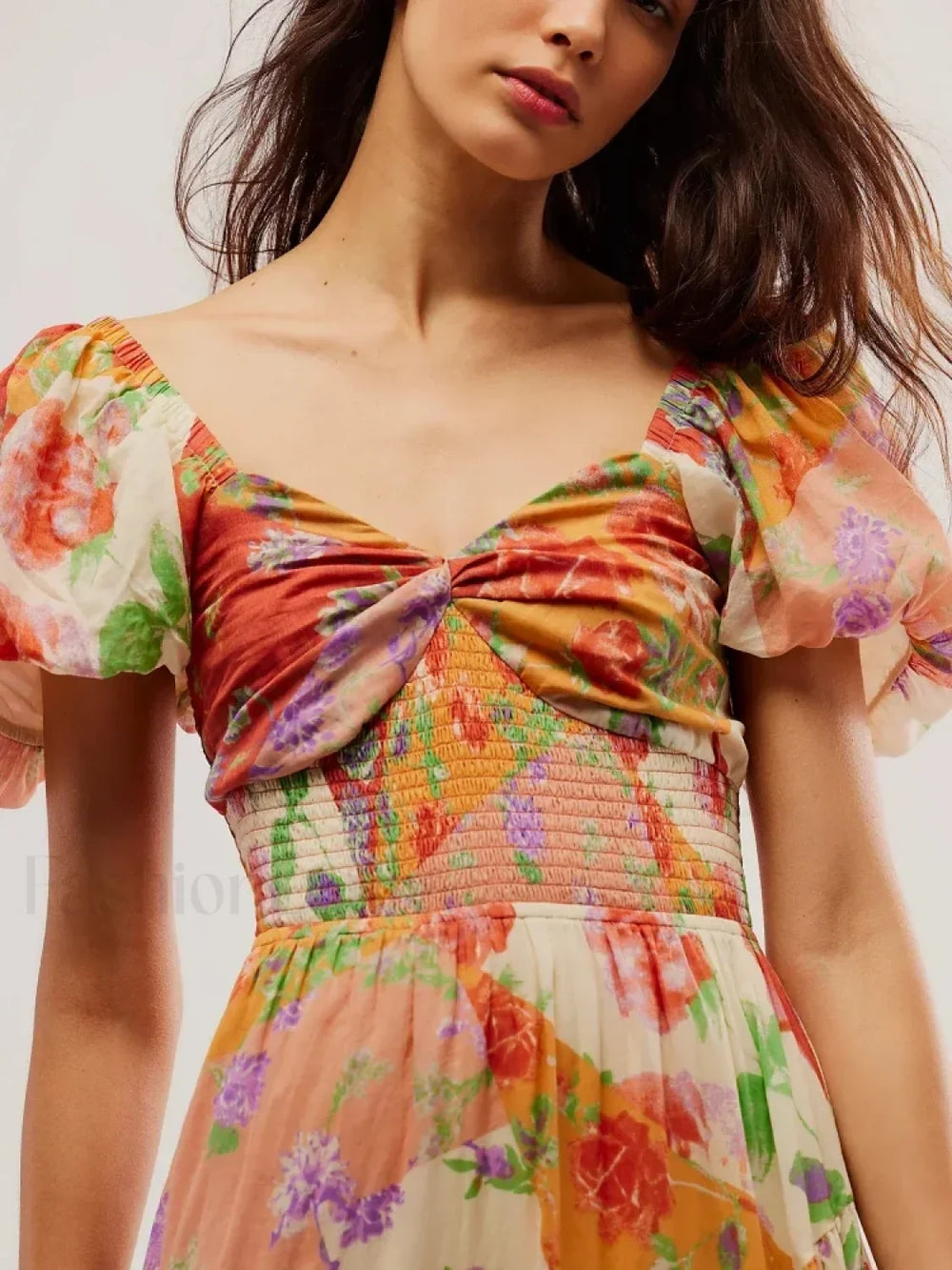 Puff Sleeve Vintage Floral Dress