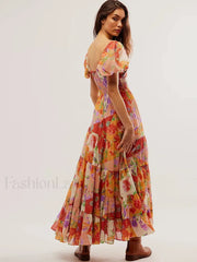 Puff Sleeve Vintage Floral Dress