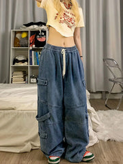 Punk Blue Wash Baggy Cargo Jeans Cargo Jeans